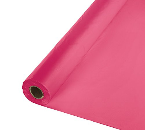 Creative Converting Roll Plastic Table Cover  100 Feet  Hot Magenta