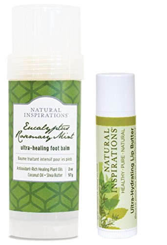 Natural Inspirations Foot Balm and Lip Butter Gift Set  Eucalyptus Rosemary Mint