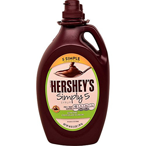 Hershey s Simply 5 Syrup 5 Simple Ingredients Genuine Chocolate Flavor 48 Oz  3 Lbs  Bottle  2 Pack