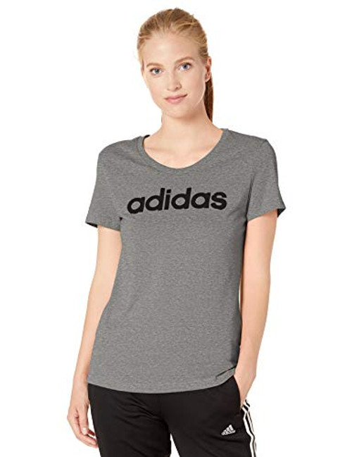 adidas Women s Brush Effect Logo Graphic Tee  Medium Grey Heather Black  Medium adidas Women s Brush Effect Logo Graphic Tee  Medium Grey Heather Black  Medium