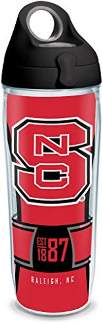 Tervis NC State Wolfpack Spirit Insulated Tumbler with Wrap and Black with Gray Lid  24 oz  Clear