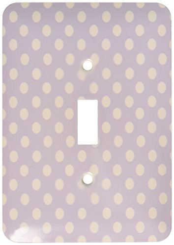 3dRose lsp 56689 1 Polka Pattern on Lilac Retro Vintage Style Girly dots Single Toggle Switch  White Purple