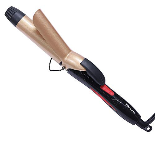 MICSTA Professional Curling Iron Instant Heat  Ionic Curling Wand Long Barrel Ceramic Tourmaline Coated No Damage  Hair Curler Temperature Control for Salon Home Travel  Dual Voltage Gold 1 1 4  32mm