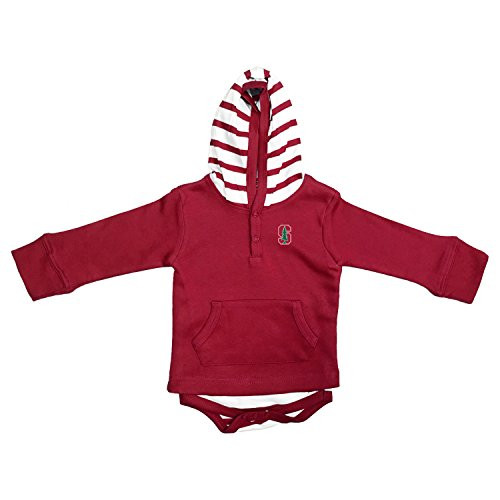 Two Feet Ahead NCAA Stanford Cardinal Baby Striped Hooded Sweatshirt Creeper  6mo