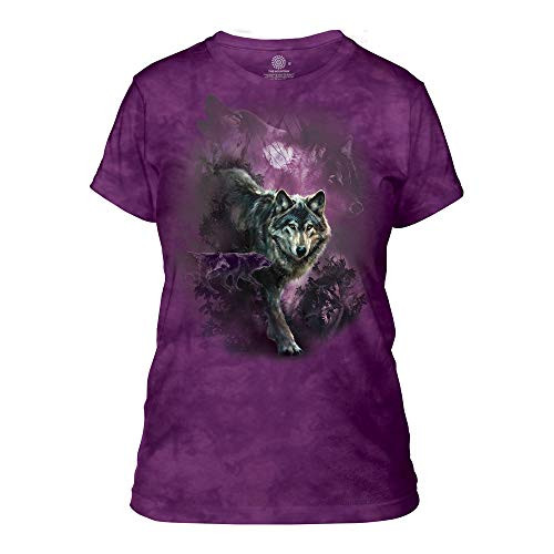 The Mountain Women s Night Wolves Collage Apparel  Purple  Small