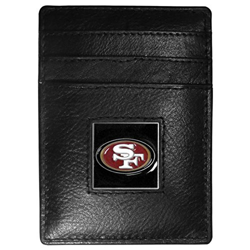 NFL Siskiyou Sports Mens San Francisco 49ers Leather Money Clip Cardholder Packaged in Gift Box One Size Black
