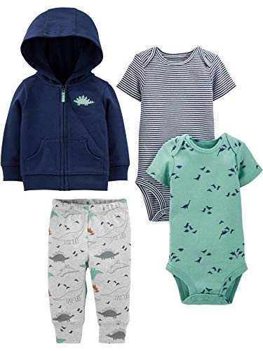 Simple Joys by Carter s Boys  4 Piece Jacket  Pant  and Bodysuit Set  Navy Dino  0 3 Months