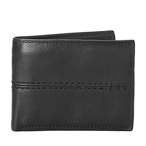 Relic by Fossil Men s Channel Leather and Polyester Traveler Bifold Wallet  Color  Matte Black Model   RML5821001