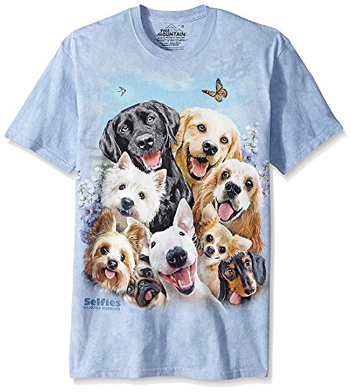The Mountain mens Dog Selfie T Shirt  Blue  Small US