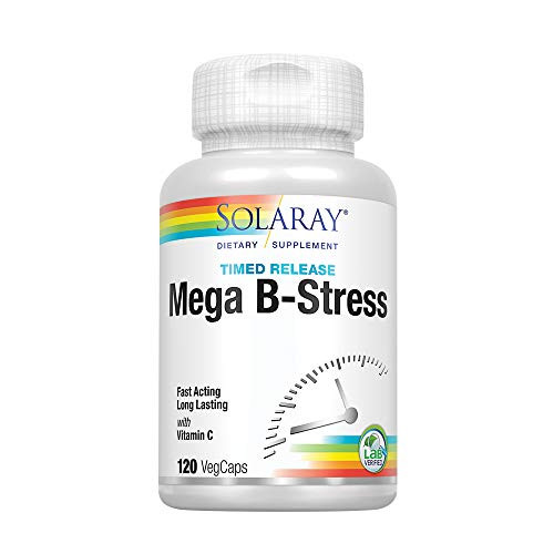 Solaray Mega Vitamin B Stress  Two Stage Timed Release   Specially Formulated w B Complex Vitamins for Stress Support   Non GMO   Vegan   120 Tabs