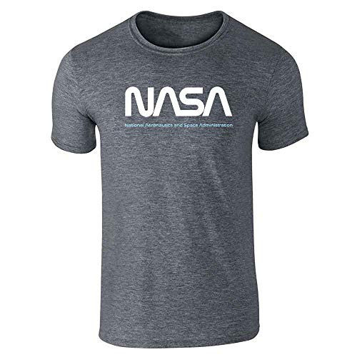 NASA Approved Worm Logo Vintage Retro Graphic 80s Dark Heather Gray L Graphic Tee T Shirt for Men
