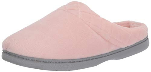 Dearfoams Women s Darcy Microfiber Velour Clog with Quilted Cuff Slipper  Dusty Pink  Small