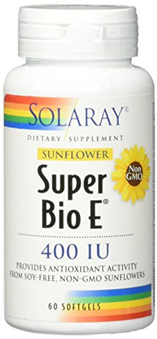 Solaray Super Bio E Sunflower Softgel Btl Plastic 400IU 60ct Solaray Super Bio E Sunflower Softgel Btl Plastic 400IU 60ct