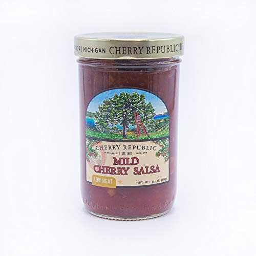 Cherry Republic Mild Cherry Salsa   Chunky Sweet   Low Heat Flavor Sauce  16 Oz Jar