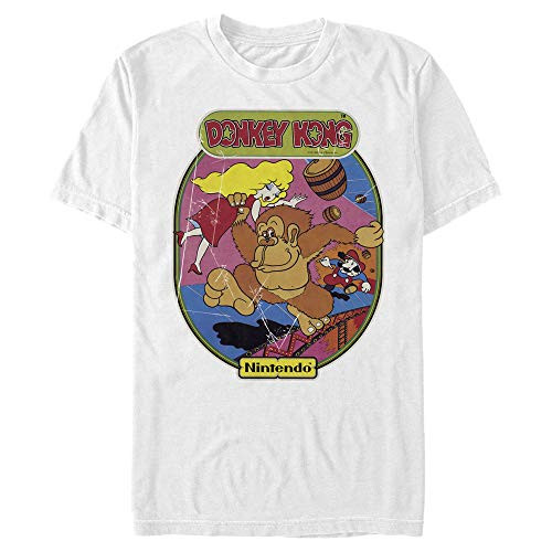 Nintendo Men s Donkey Kong Mario Retro Art  White  Large