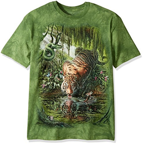 The Mountain Enchanted Tiger Adult T Shirt Green XL The Mountain Enchanted Tiger Adult T Shirt Green XL
