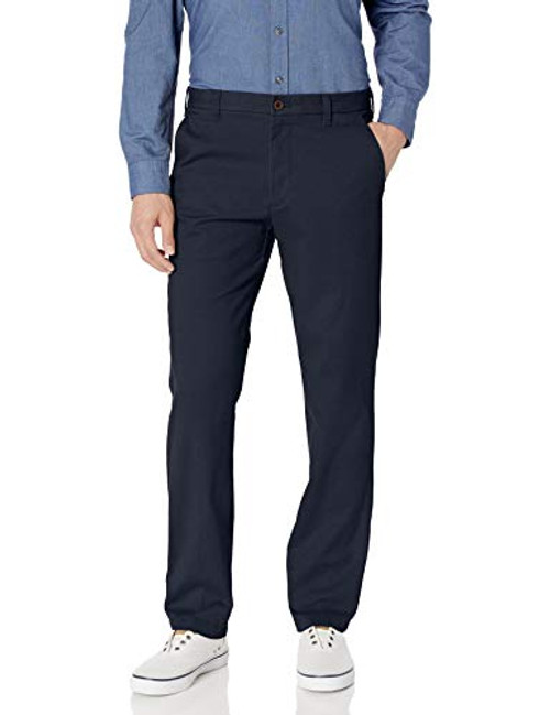 IZOD Men s Performance Stretch Straight Fit Flat Front Chino Pant  Navy  34W x 30L
