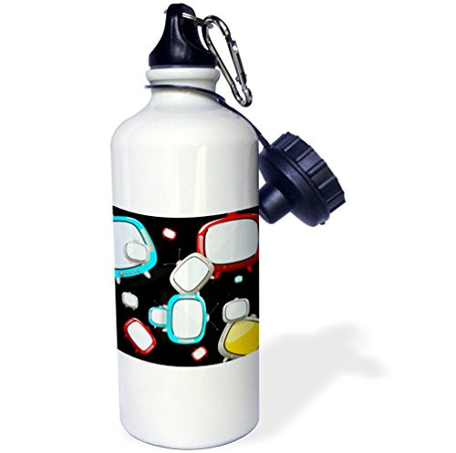 3dRose  Floating Retro TVs  Sports Water Bottle  21 oz  White