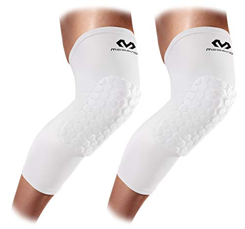 Knee Compression Sleeves  McDavid Hex Knee Pads Compression Leg Sleeve for Basketball  Volleyball  Weightlifting  and More   Pair of Sleeves  WHITE  Adult  X LARGE