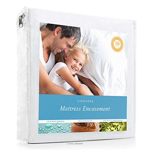 LINENSPA Zippered Encasement Waterproof, Dust Mite Proof, Bed Bug Proof, Hypoallergenic Breathable Mattress Protector - Queen Size LINENSPA Zippered Encasement Waterproof, Dust Mite Proof, Bed Bug Proof, Hypoallergenic Breathable Mattress Protector - Queen Size