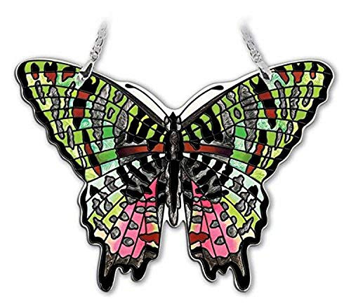 Amia Medium Madagascan Sunset Moth Butterfly  Hand Painted Glass Suncatcher  5 1 2 Inches Wide  42330