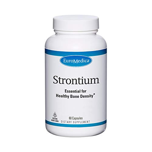 EuroMedica Strontium   60 Capsules   Key Mineral for Bone Health   Supports Bone Formation  Strength   Density   Non GMO  Vegan  Kosher   30 Servings
