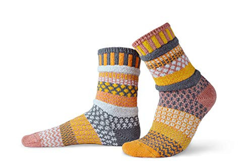 Solmate Socks   Mismatched Crew Socks  Made in USA  Buckwheat Medium