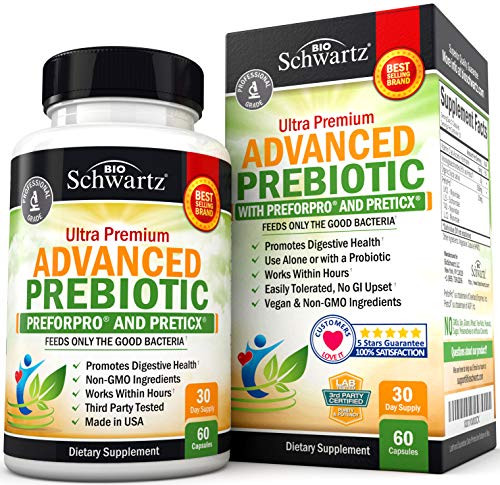 Prebiotics for Advanced Gut Health   Immune System Booster   Dietary Fiber   Fuels Good Bacteria Growth to Promote Digestive Health  Gas Relief   Digestion   Probiotics Support for Men   Women   60ct