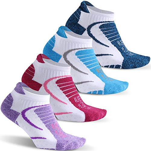 Facool Women s Girl s Golf Sock  Zone Cushion Low Cut Athletic Sport Socks for Hiking Marathon Running Jogging Multicolor Medium 4 Pairs