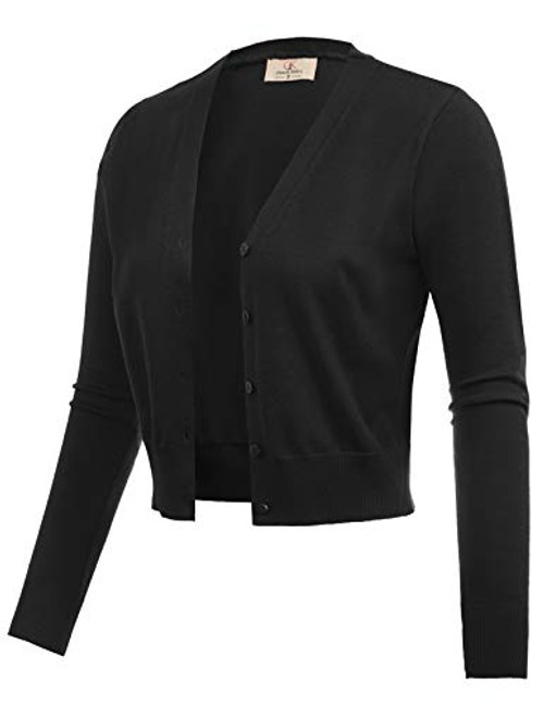 Woven Long Sleeve Bolero Shrug Jacket Cardigan Black Size L CL2000 1