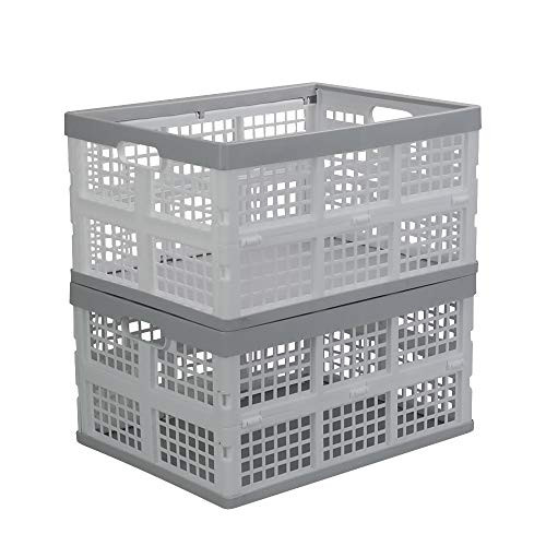 Parlynies Collapsible Storage Bins  Plastic Foldable Crate  2 Pack Storage Crates  30 Liter