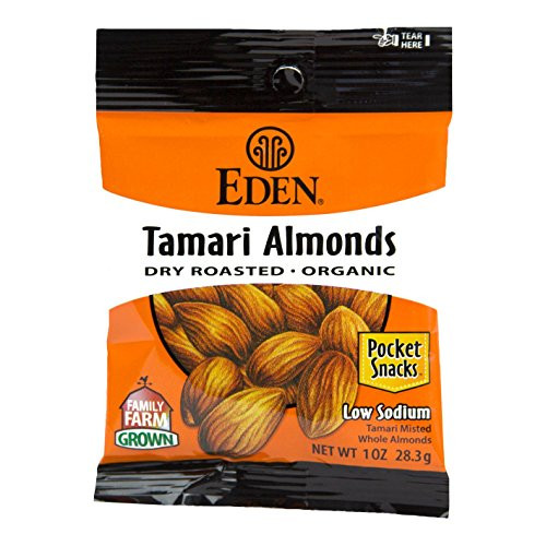 Eden Tamari Almonds Dry Roasted Organic Pocket Snacks 1 Ounce Pack of 12 Eden Tamari Almonds Dry Roasted Organic Pocket Snacks 1 Ounce Pack of 12