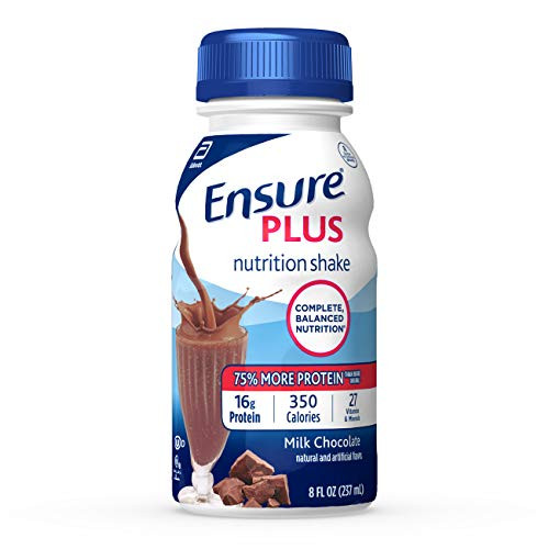 Ensure Plus Nutrition Shake with 13 grams of high quality protein  Meal Replacement Shakes  Milk Chocolate  8 fl oz  6 count