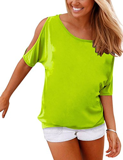 Haola Women s Summer Casual T Shirts Cold Shoulder Short Sleeve Blouse Solid Cute Tops L GrassGreen Haola Women s Summer Casual T Shirts Cold Shoulder Short Sleeve Blouse Solid Cute Tops L GrassGreen