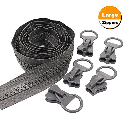 YaHoGa #20 Super Large Plastic Zipper Grey Huge Zipper Heavy Duty Zippers by The Yard Bulk 5 Yards with 5pcs Sliders for DIY Sewing Tailor Crafts Bags Tents Canvas (Grey 5 Yards) YaHoGa #20 Super Large Plastic Zipper Grey Huge Zipper Heavy Duty Zippers by The Yard Bulk 5 Yards with 5pcs Sliders for DIY Sewing Tailor Crafts Bags Tents Canvas (Grey 5 Yards)