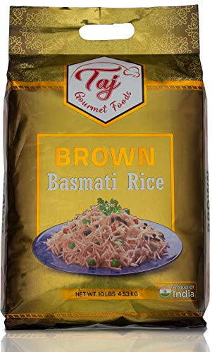 TAJ Gourmet Brown Basmati Rice  Naturally Aged  10 Pounds