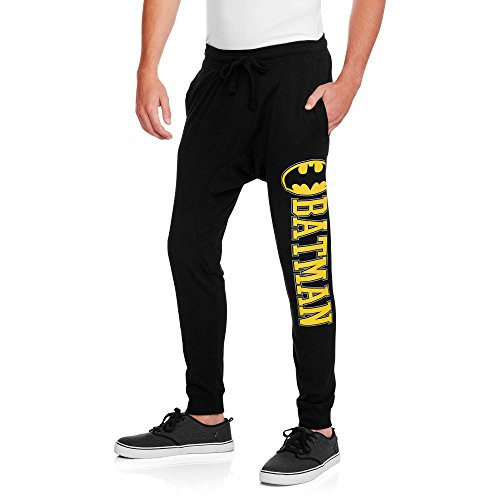DC Comics Mens Batman Super Hero Pajama Jogger Lounge Pants  Small  Jogger Black