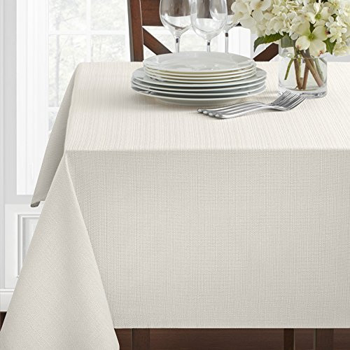 Benson Mills Textured Fabric Tablecloth  60 X 120  White