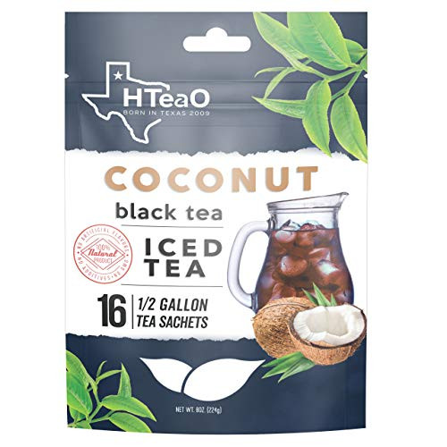 HTeao Iced Teas  Refreshing  Delicious  Healthy Iced Tea Beverage Blended in Texas   Coconut Black  16 Count  1 Pack