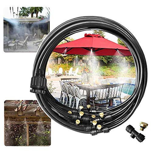 86 York Misters Cooling System 27FT  8M  Misting Line   10 Brass Mist Nozzles   Adapter 3 4  Outdoor Mister for Patio Garden Greenhouse Trampoline for waterpark  27ft  Brass2