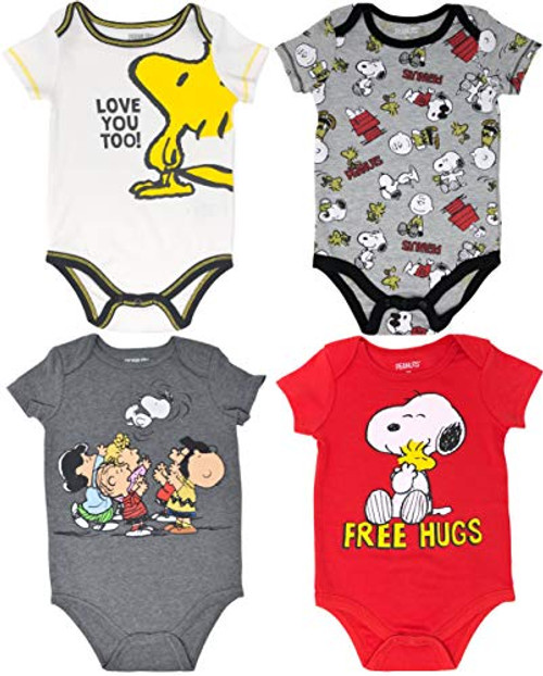 Peanuts Snoopy Baby Boys 4 Pack Bodysuits Charlie Brown Woodstock Joe Cool 0 3 Months Peanuts Snoopy Baby Boys 4 Pack Bodysuits Charlie Brown Woodstock Joe Cool 0 3 Months