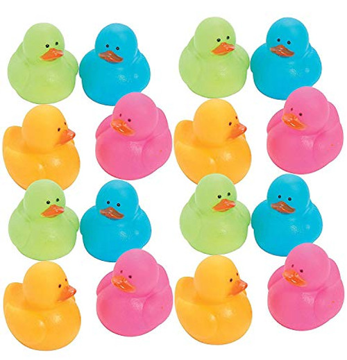 Kidsco Mini Colorful Rubber Duckies 1.25 Inches - Pack of 16 - Assorted Colors Cool and Cute Rubber Ducks - for Kids Great Party Favors, Bag Stuffers, Fun, Toy, Gift, Prize