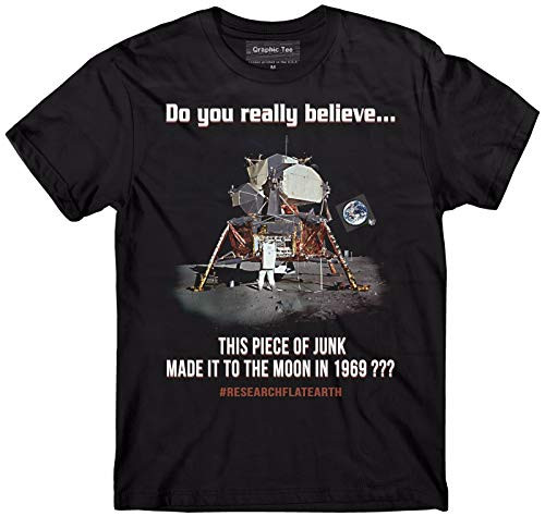 Flat Earth t Shirt  Lunar Lander t Shirt  Earth is Flat  NASA Conspiracy  Lies Black