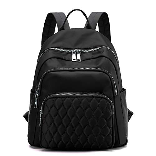 BMVMB Nylon Women Backpacks Casual Lightweight Strong Backpacks Purse Fashion Rucksack Daypack for Women Lady Girl Teenager  Black