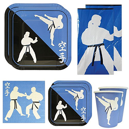 Blue Orchards Karate Deluxe Party Packs (70 Pieces for 16 Guests!), Karate Birthday Supplies, Tableware Sets, Martial Arts Party Decorations