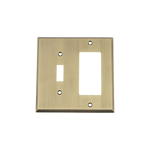 Nostalgic Warehouse 719706 New York Switch Plate with Toggle and Rocker  Antique Brass