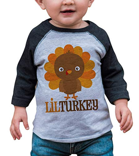 7 ate 9 Apparel Baby Boy s Little Turkey Thanksgiving 4T Grey Raglan