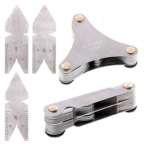 5Pcs Stainless Steel Screw Thread Pitch Cutting Gauge Tool Set  51Pcs America SAE Type   58 Pcs Metric   America SAE Type   British Whitworth   3Pcs Center Gage