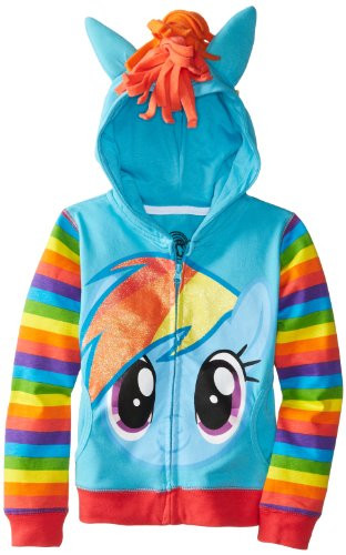 My Little Pony Big Girls Zip up Hoodie  Rainbow Dash  X Large  16