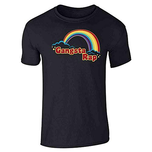 Gangsta Rap Retro Rainbow Funny Music Black XL Graphic Tee T Shirt for Men